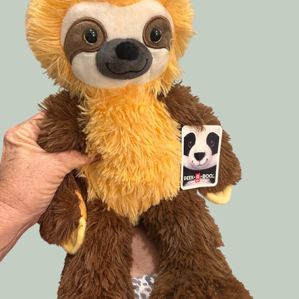 Peek-A-Boo Toys Plush Sloth Brown Tan Stuffed Animal Soft Cuddly NWT